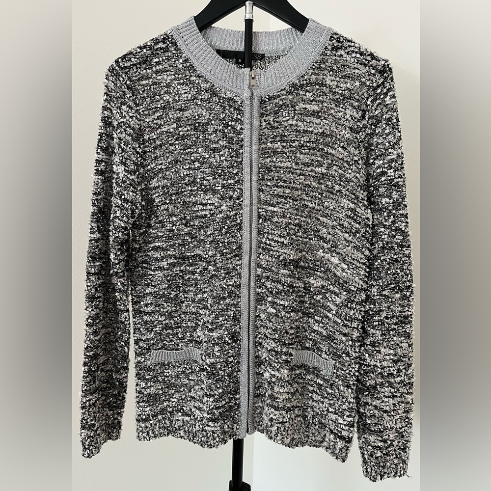 ✨ Ness Sparkly Marled Zip-Up Cardigan – Size M ✨